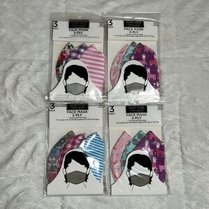 Face mask lot of 4 (3 pack) CVS Wellness Children girl fabric mask ages 5-8 NEW